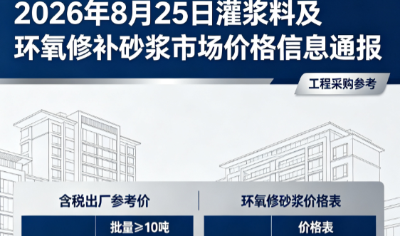 兴义2026年8月25日灌浆料及环氧修补砂浆市场价格信息通报